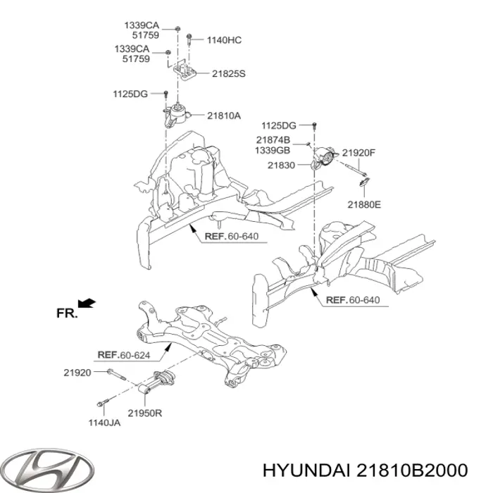 Poduszka (podpora) silnika prawa 21810B2000 Hyundai/Kia