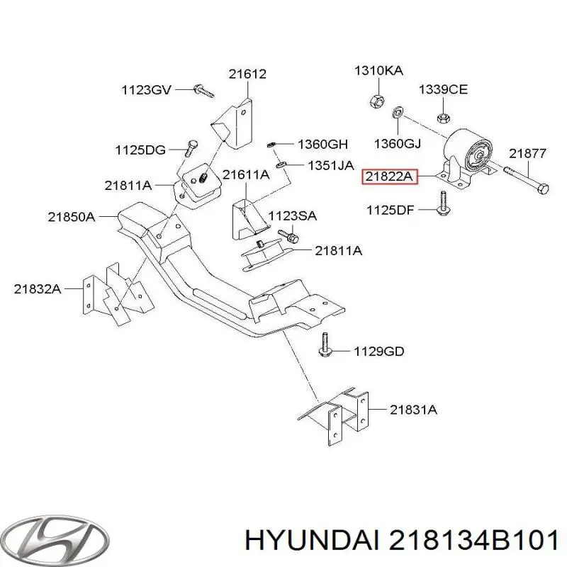 Poduszka (podpora skrzyni biegów) Hyundai H100 awangarda (P) (1993 - 2004) cena, od 17,28 USD