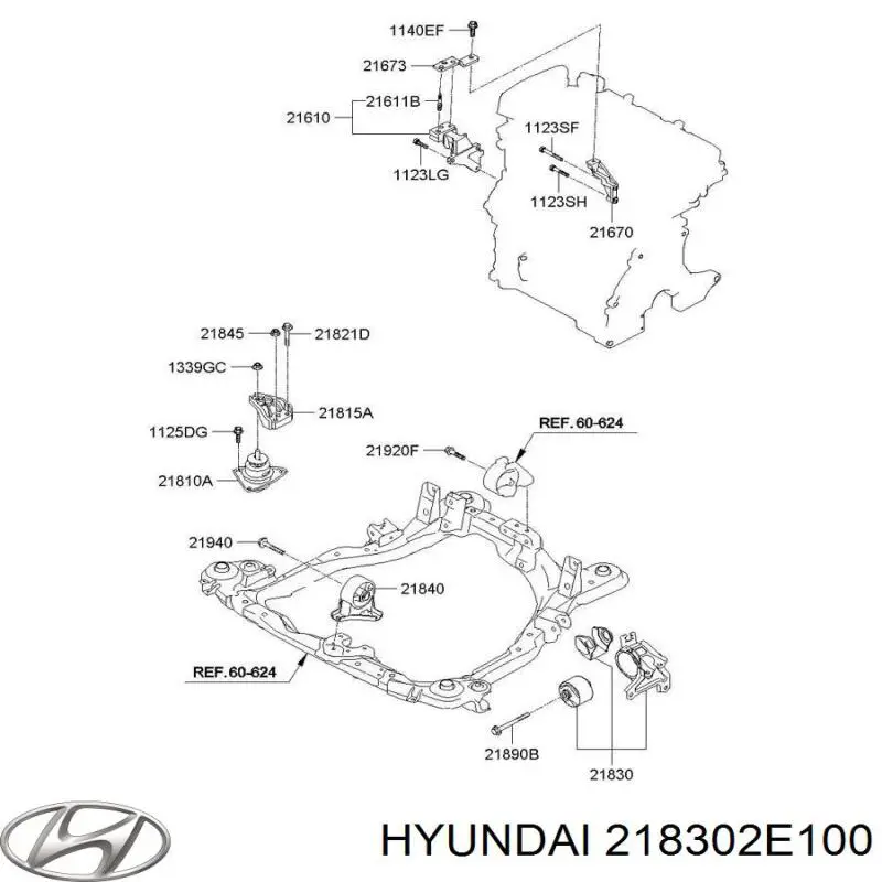 Poduszka (podpora) silnika lewa Hyundai/Kia 218302E100 cena, od 47,57 USD