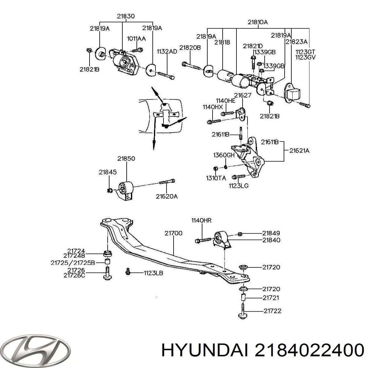 Poduszka (podpora) silnika przednia Hyundai Accent I sedana (1994 - 2001) cena, od 18,61 USD