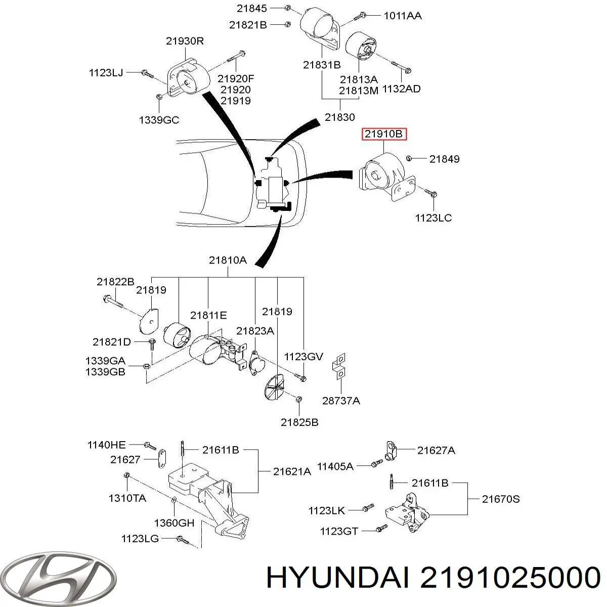 Poduszka (podpora) silnika przednia Hyundai/Kia 2191025000 cena, od 8,02 USD