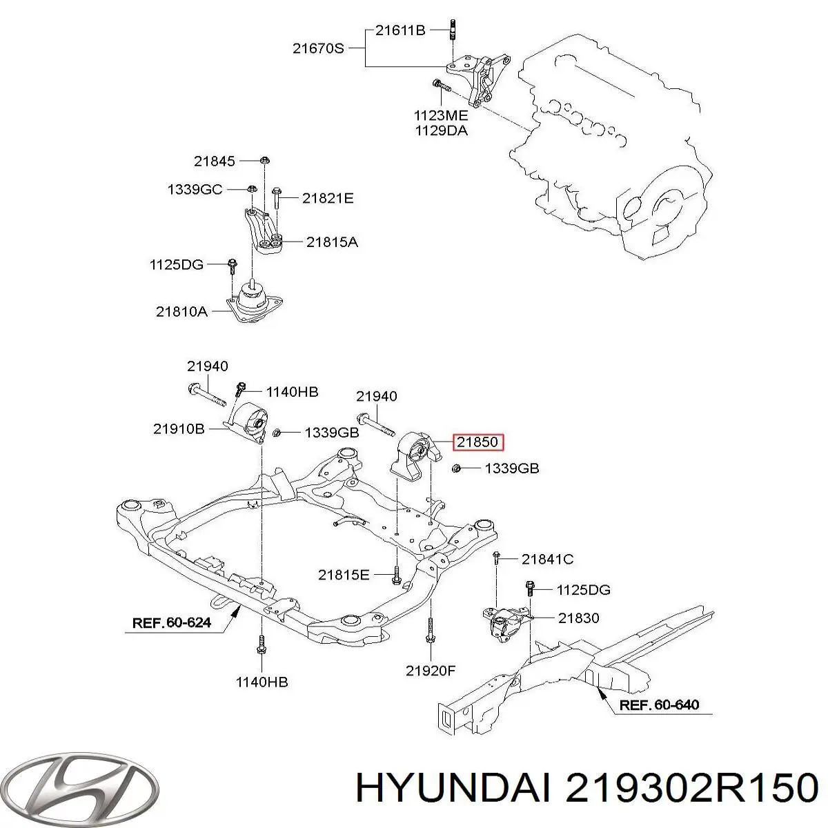 Do koszyka 219302R150 Hyundai/Kia Poduszka (podpora) silnika tylna