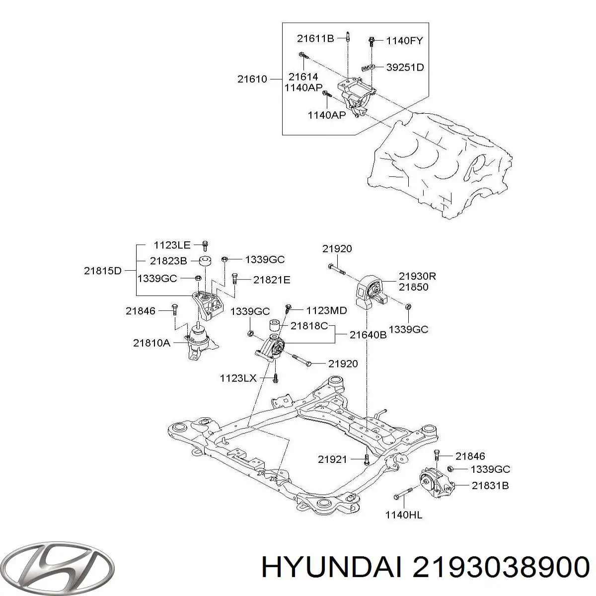 Do koszyka 2193038900 Hyundai/Kia Poduszka (podpora) silnika tylna