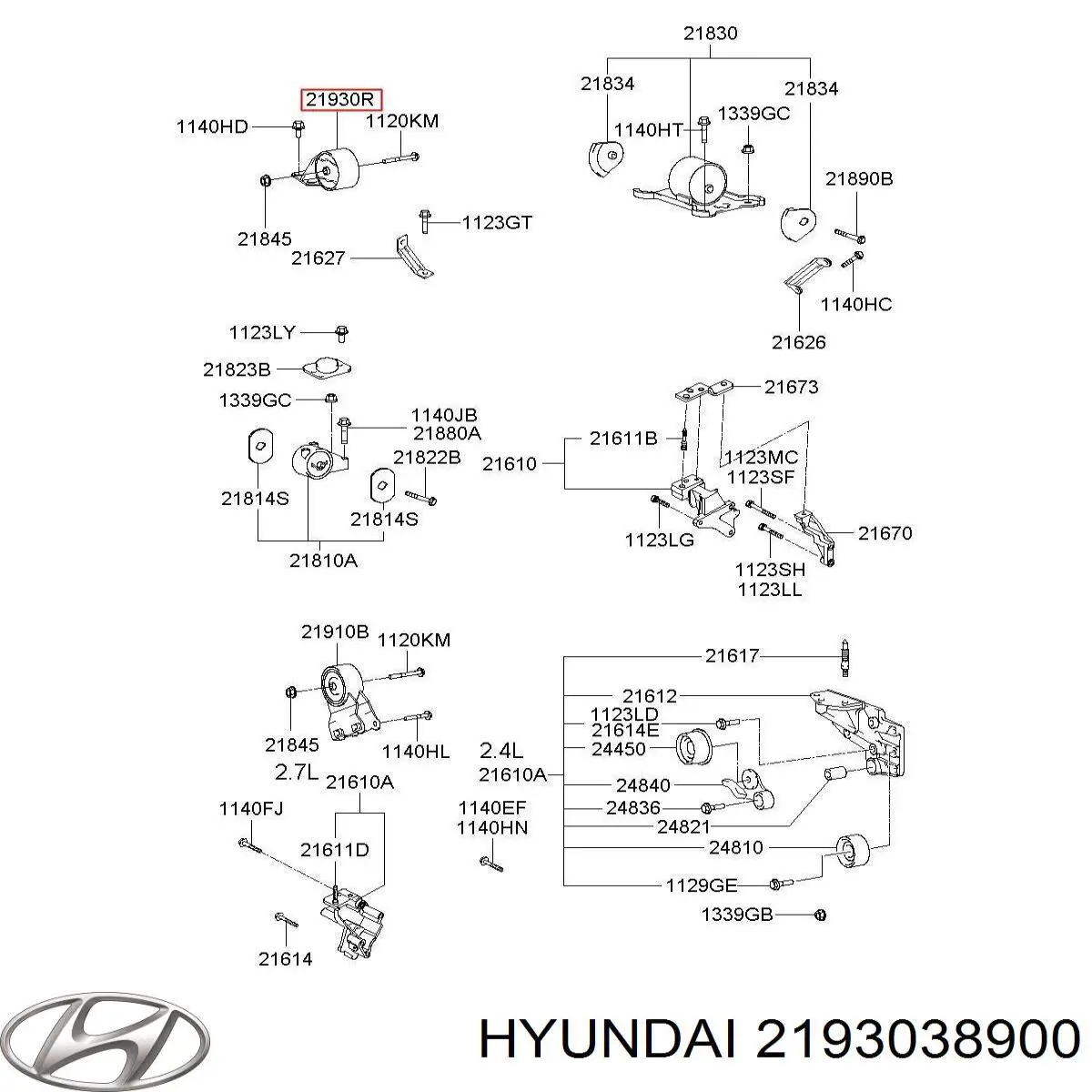 Poduszka (podpora) silnika tylna Hyundai/Kia 2193038900 cena, od 45,94 USD