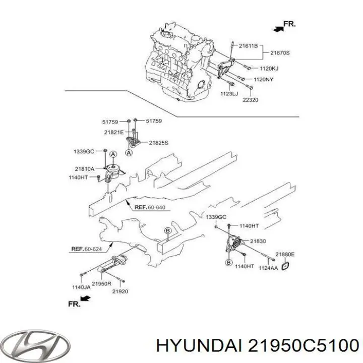 Poduszka (podpora) silnika przednia Hyundai/Kia 21950C5100 cena, od 83,24 USD