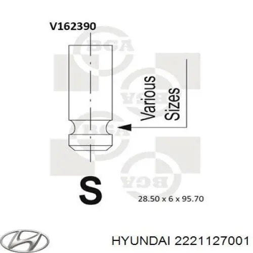 Zawór dolotowy/ssący Hyundai/Kia 2221127001 cena, od 11,88 USD