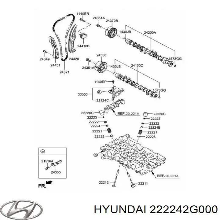 Uszczelniacz zaworu dolotowego/wylotowego Hyundai/Kia 222242G000 cena, od 2,69 USD