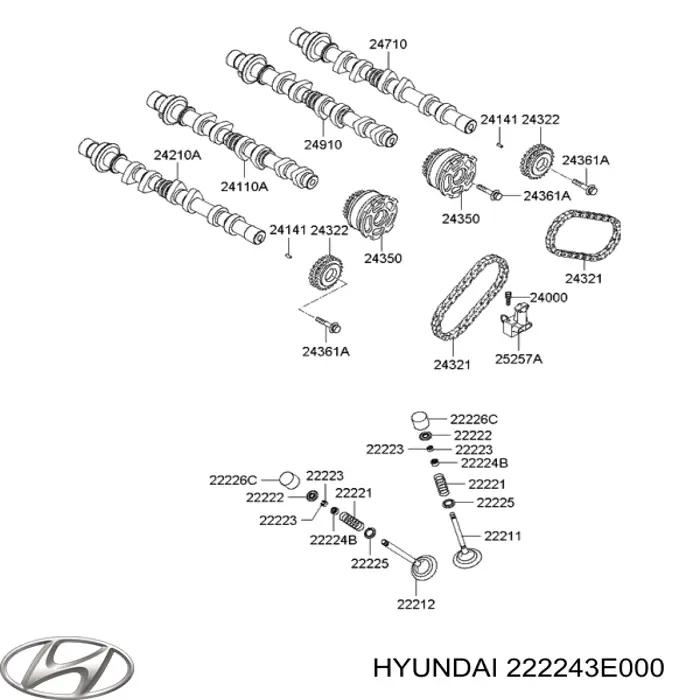 Do koszyka 222243E000 Hyundai/Kia Uszczelniacz zaworu dolotowego/wylotowego