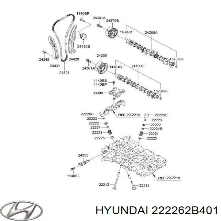 222262B201 Hyundai/Kia Kompensator hydrauliczny (popychacz hydrauliczny), popychacz zaworu