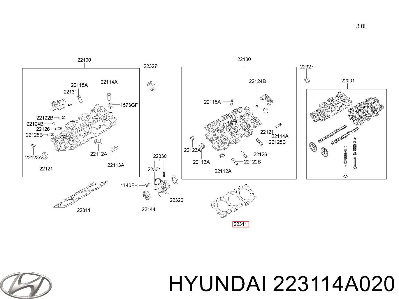 Uszczelka głowicy cylindrów Hyundai/Kia 223114A020