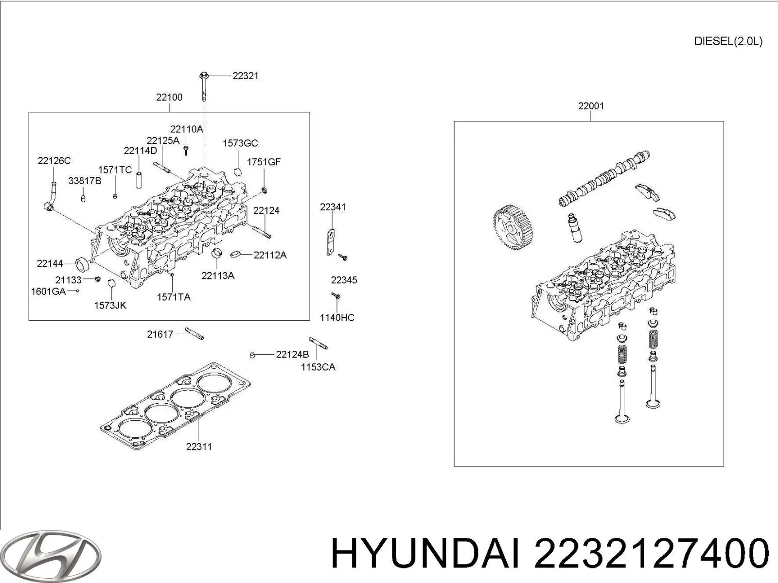 Śruba głowicy cylindrów 2232127400 Hyundai/Kia