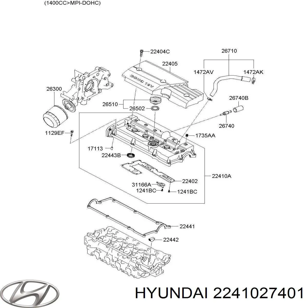 Pokrywa zaworowa Hyundai Trajet minivan (FO) (2000 - 2010) cena, od 231,16 USD