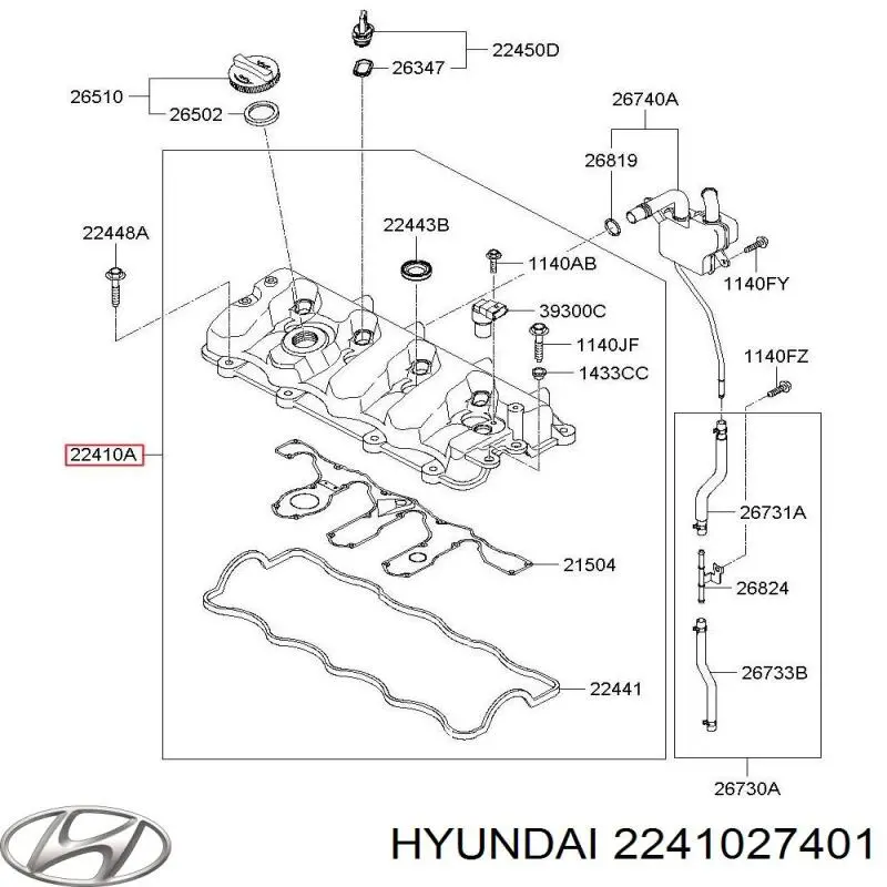 2241027401 Hyundai/Kia pokrywa zaworowa