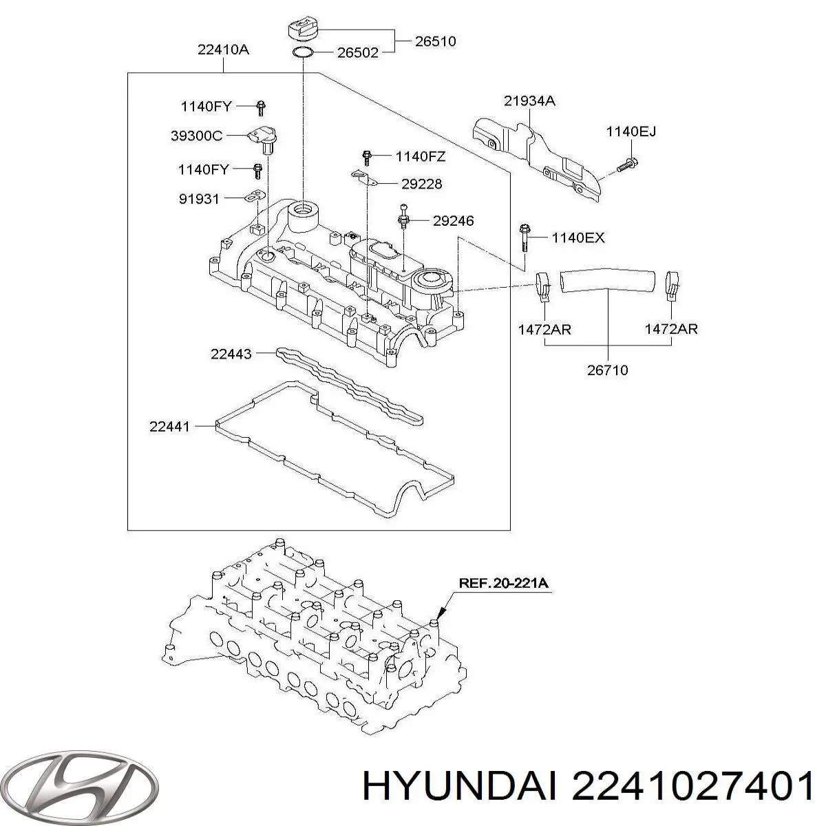 Do koszyka Pokrywa zaworowa Hyundai Trajet  FO