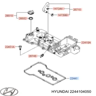 Uszczelka pokrywy zaworowej silnika Hyundai/Kia 2244104050 cena, od 12,43 USD