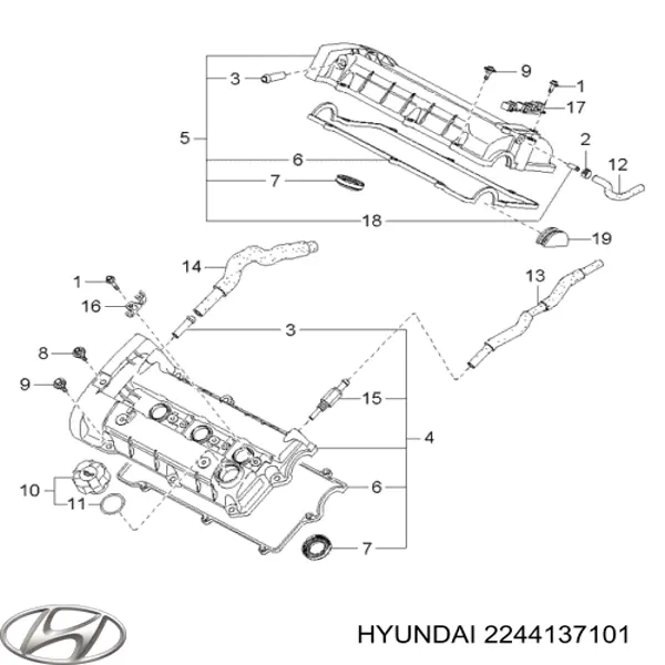 Uszczelka pokrywy zaworowej silnika Hyundai/Kia 2244137101 cena, od 6,48 USD