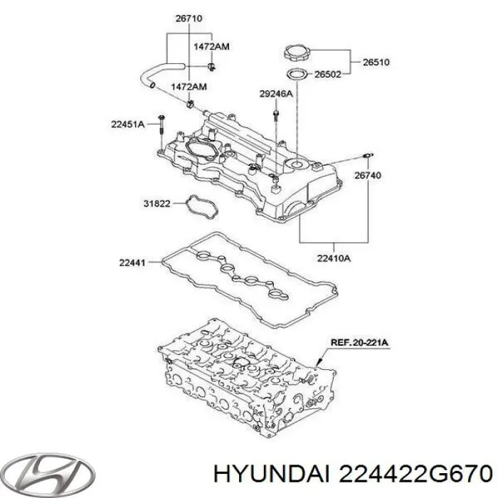 224422G670 Hyundai/Kia Uszczelka pompy paliwa na pokrywie zaworowej