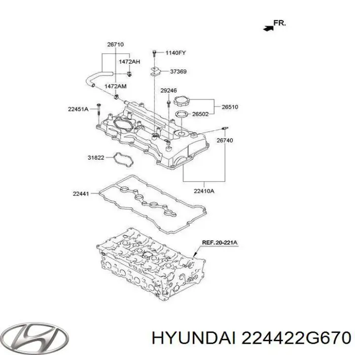 Uszczelka pompy paliwa na pokrywie zaworowej Hyundai/Kia 224422G670 cena, od 30,78 USD