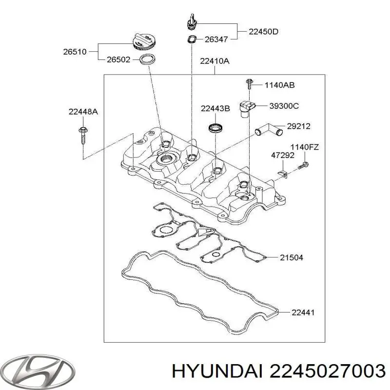 Do koszyka 2245027003 Hyundai/Kia Zaślepka pokrywy zaworów