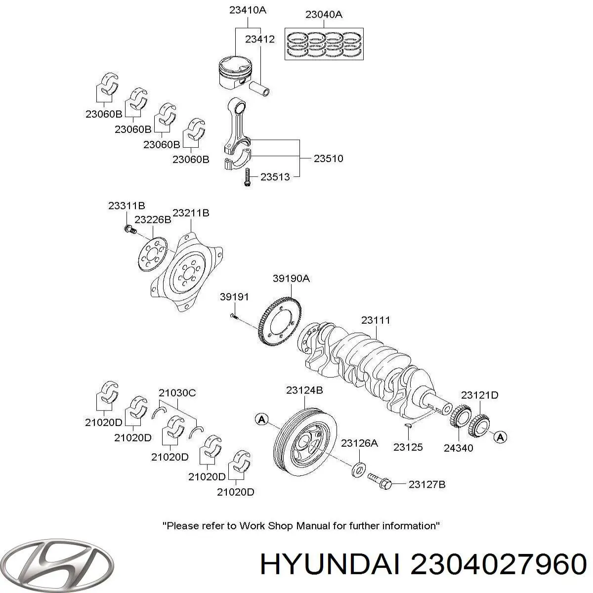 Do koszyka 2304027960 Hyundai/Kia Zestaw pierścieni tłokowych do silnika, STD