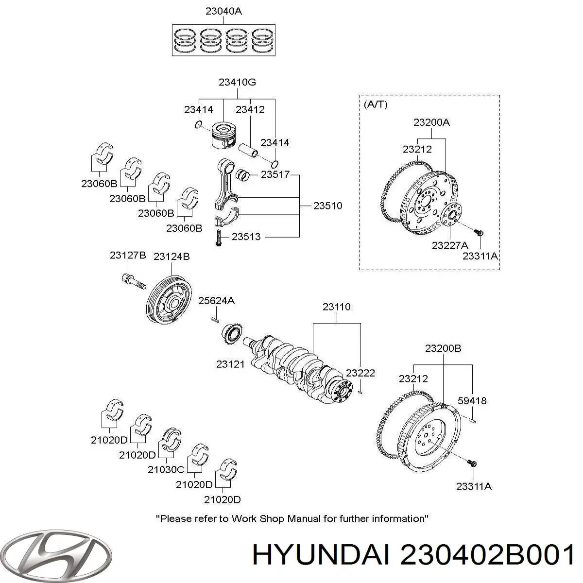 Do koszyka 230402B001 Hyundai/Kia Zestaw pierścieni tłokowych do silnika, STD