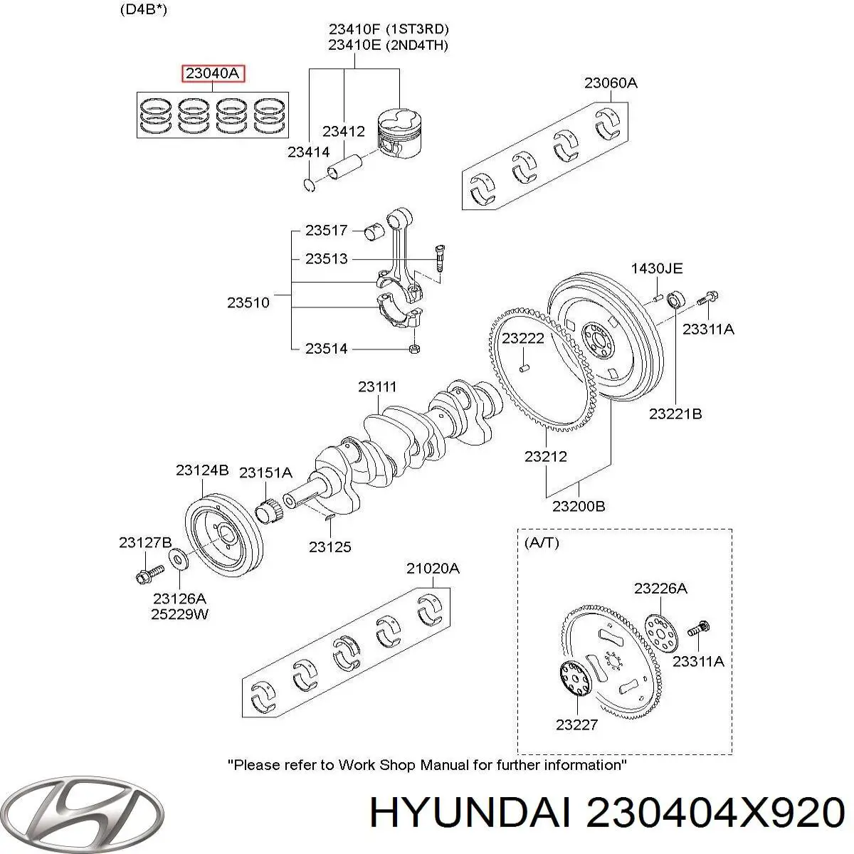 Zestaw pierścieni tłokowych do silnika, STD Hyundai/Kia 230404X920 cena, od 200,78 USD
