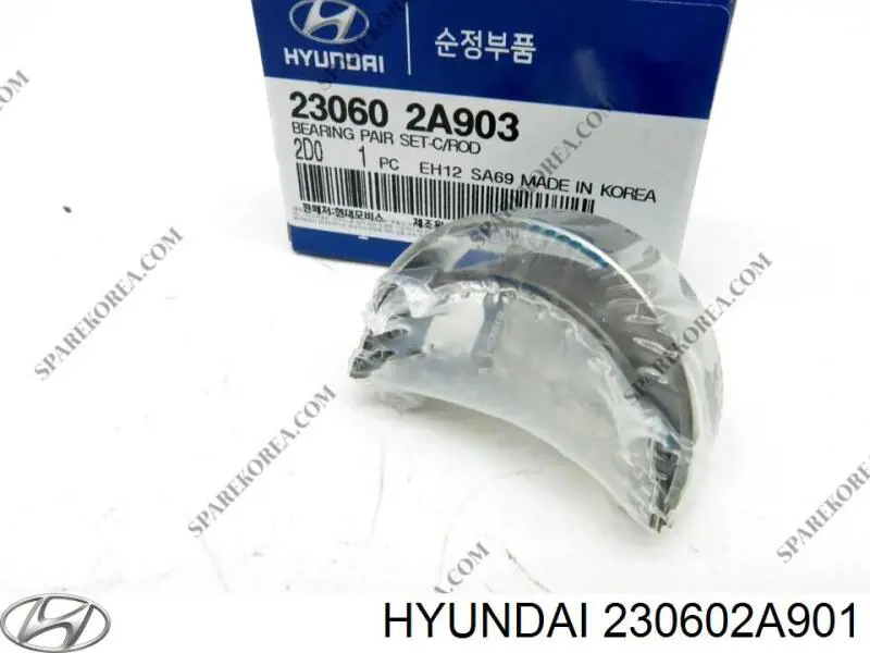 Panewki korbowodowe wału korbowego, zestaw, standardowe (STD) Hyundai/Kia 230602A901 cena, od 38,71 USD