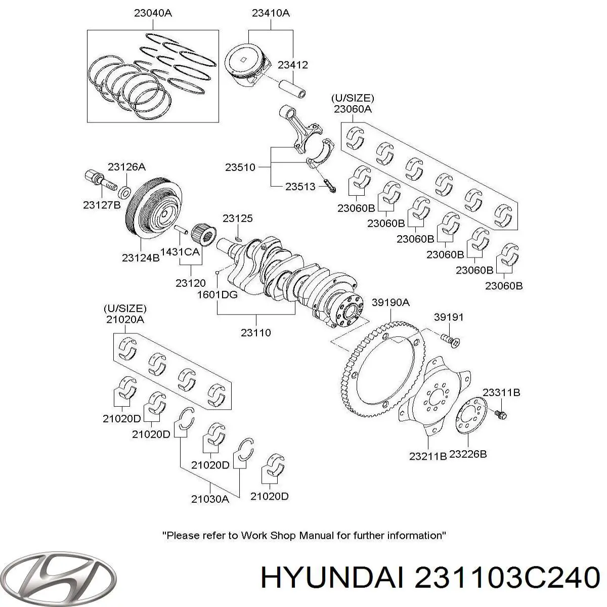 Do koszyka 231103C240 Hyundai/Kia Wał korbowy silnika