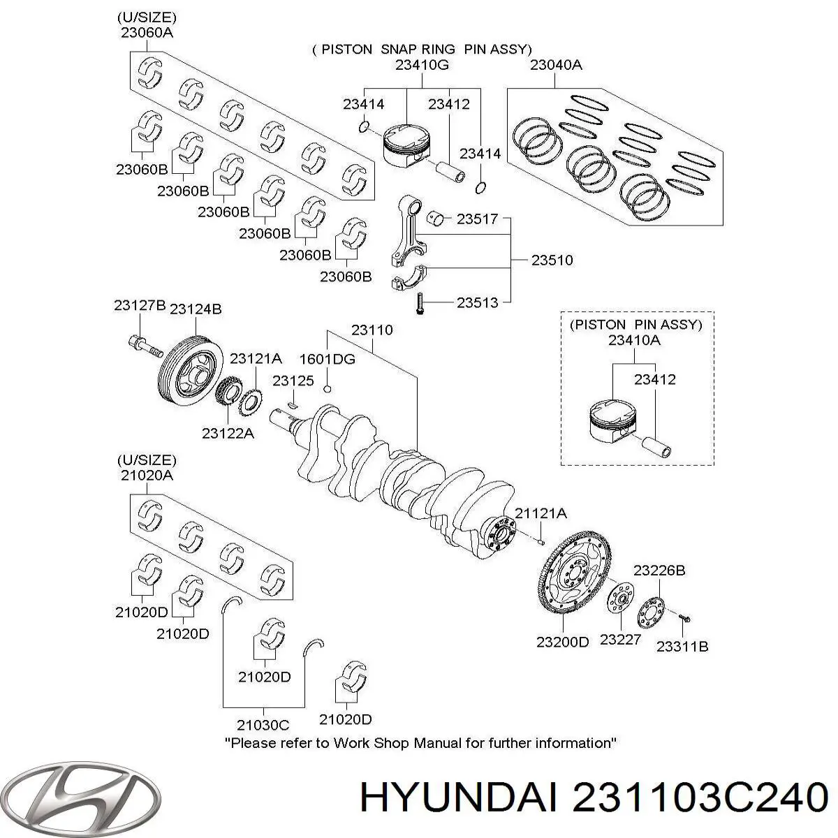 231103C240 Hyundai/Kia Wał korbowy silnika