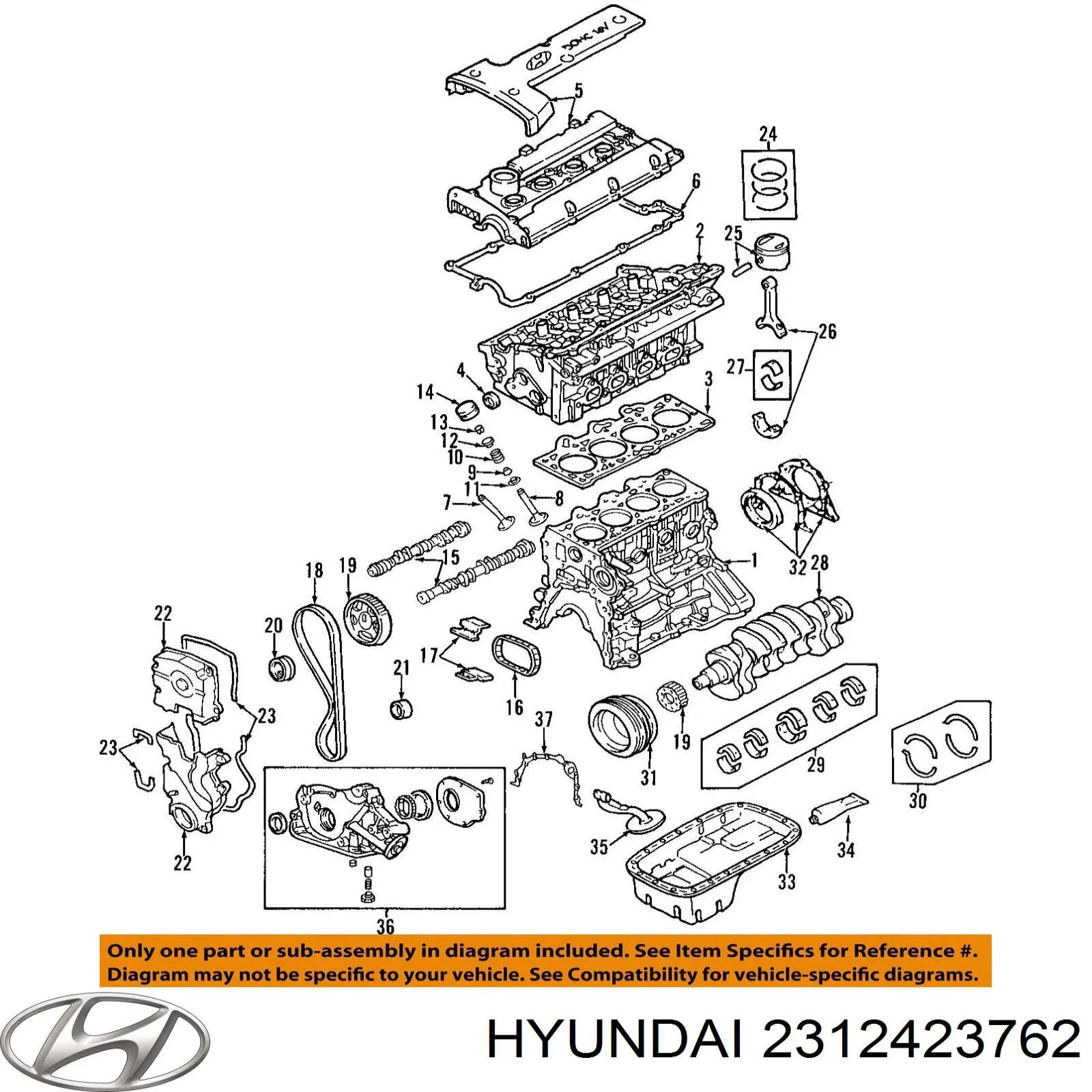 2312423762 Hyundai/Kia koło pasowe wału korbowego