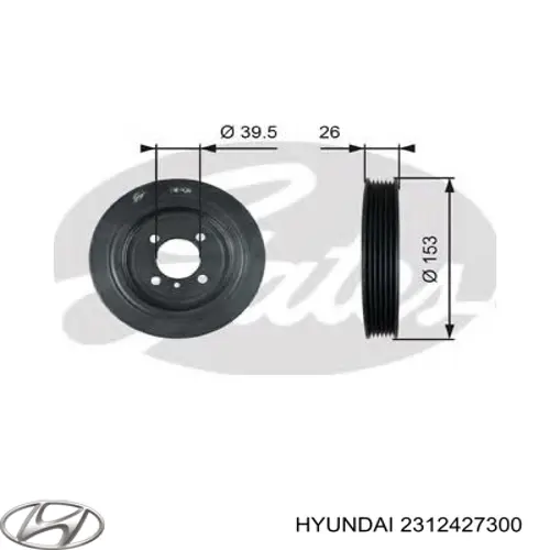 Koło pasowe wału korbowego Hyundai/Kia 2312427300 cena, od 69,45 USD