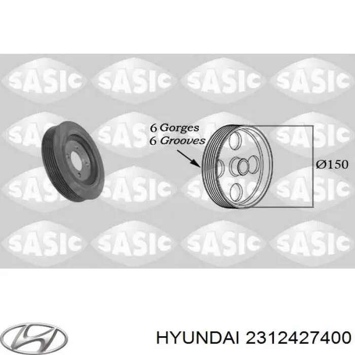 Do koszyka 2312427400 Hyundai/Kia Koło pasowe wału korbowego
