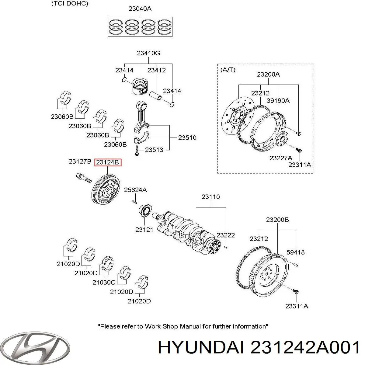 Koło pasowe wału korbowego Hyundai/Kia 231242A001 cena, od 68,17 USD