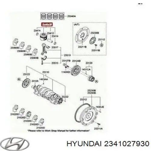 Tłok ze sworzniem bez pierścieni, STD Hyundai/Kia 2341027930 cena, od 103,85 USD