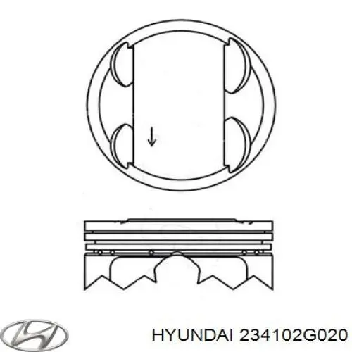 Tłok ze sworzniem bez pierścieni, STD Hyundai/Kia 234102G020 cena, od 30,71 USD