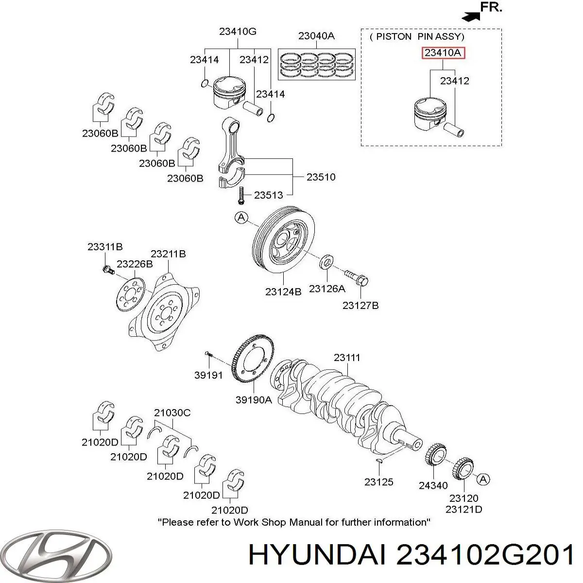 Tłok ze sworzniem bez pierścieni, STD Hyundai H-1 STAREX Starex (TQ)