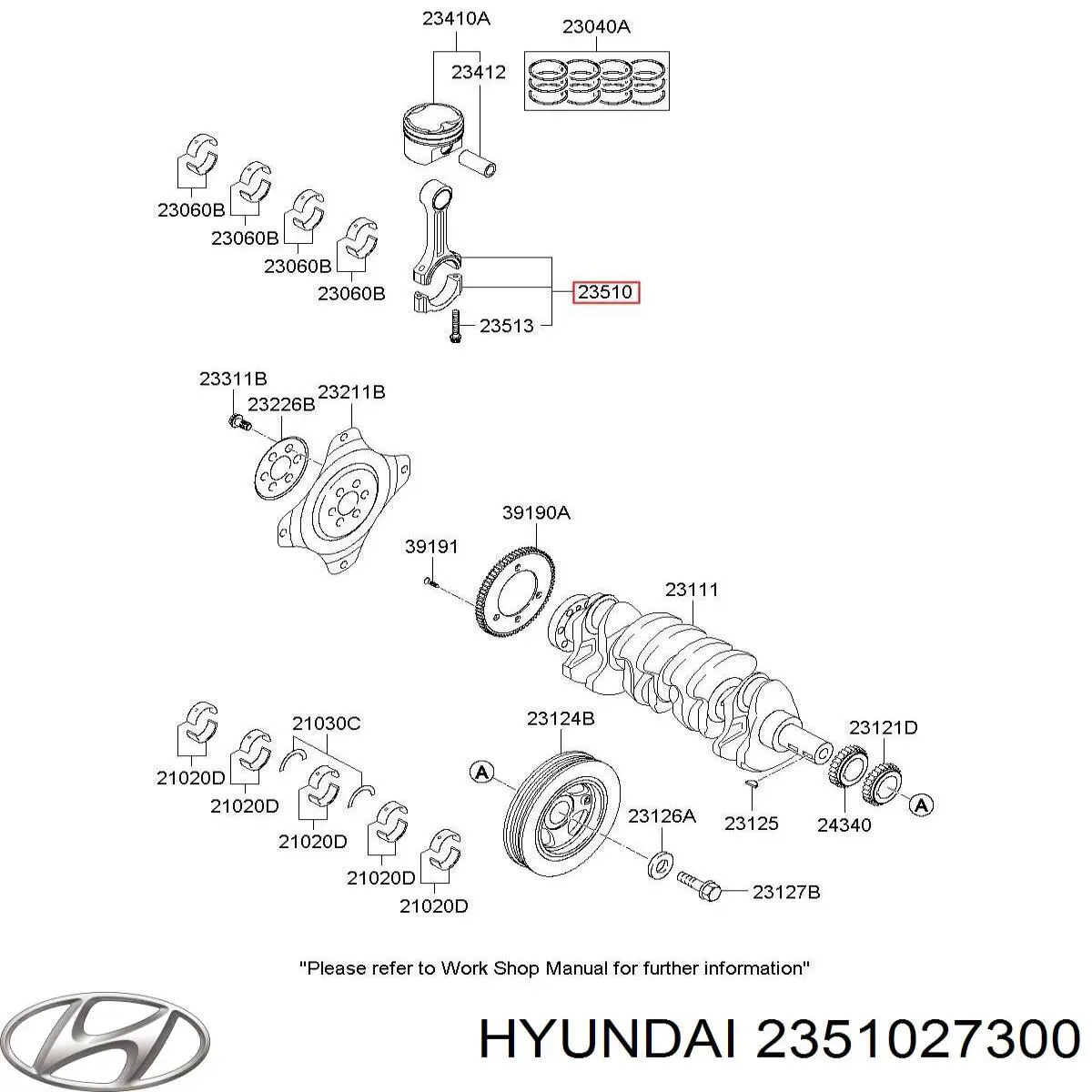 Korbowód tłoka silnika Hyundai/Kia 2351027300 cena, od 132,43 USD