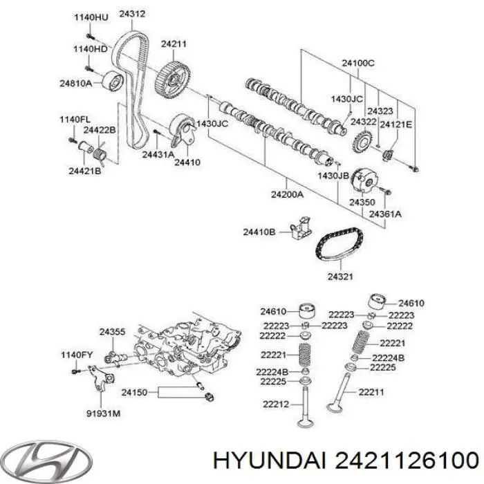 2421126100 Hyundai/Kia koło zębatewalcowe wałka rozrządu silnika