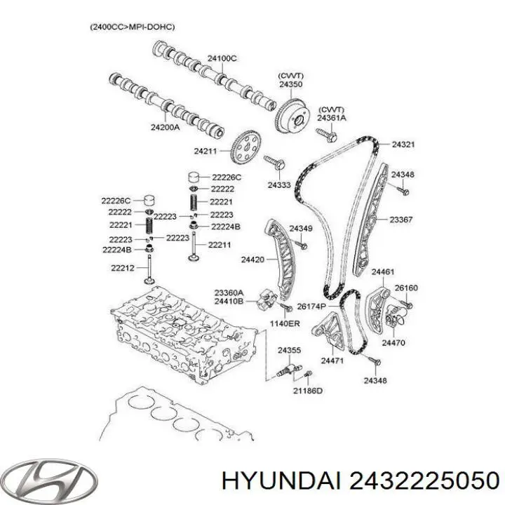 Łańcuch pompy oleju Hyundai/Kia 2432225050 cena, od 23,25 USD