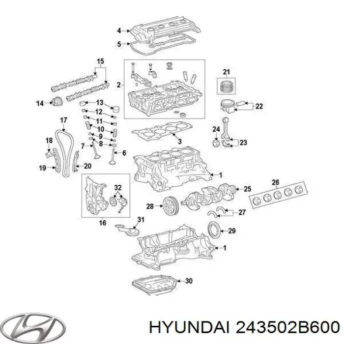Koło zębate walcowe wału rozrządu silnika, dolotowego (ssącego) Hyundai/Kia 243502B600 cena, od 117,22 USD