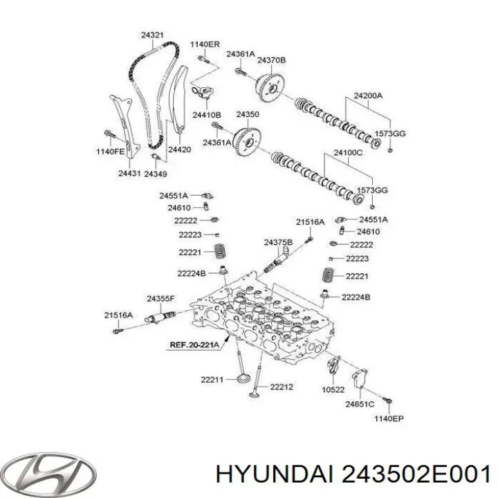 Koło zębate walcowe wału rozrządu silnika, dolotowego (ssącego) Hyundai/Kia 243502E001 cena, od 116,48 USD