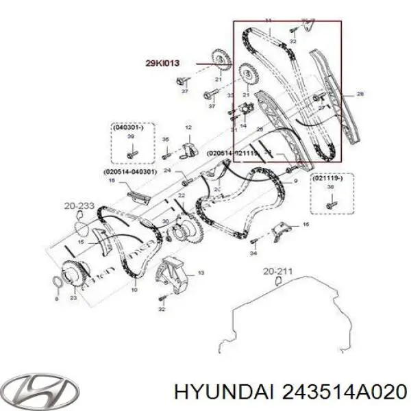 Do koszyka ADG07370 Blue Print Łańcuch rozrządu górny