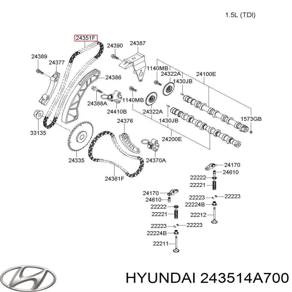 Łańcuch rozrządu 243514A700 Hyundai/Kia