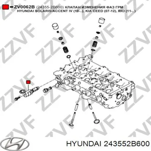 Zawór elektromagnetyczny faz rozrządu Hyundai/Kia 243552B600 cena, od 45,50 USD