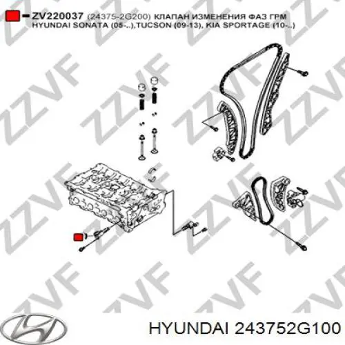 Do koszyka 243752G100 Hyundai/Kia Zawór elektromagnetyczny położenia (faz) wałka rozrządu prawy