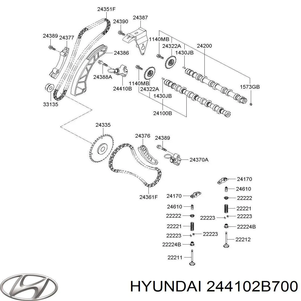 Napinacz łańcucha rozrządu Hyundai/Kia 244102B700 cena, od 42,52 USD