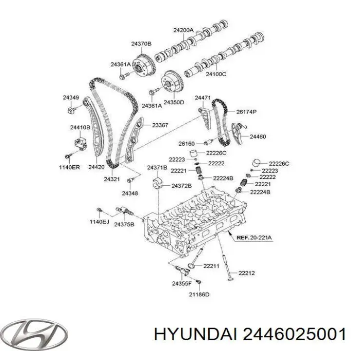 Napinacz łańcucha pompy oleju Hyundai/Kia 2446025000 cena, od 7,70 USD