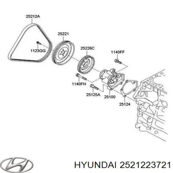 Pas napędowy mechanizmów Hyundai/Kia 2521223721 cena, od 9,27 USD