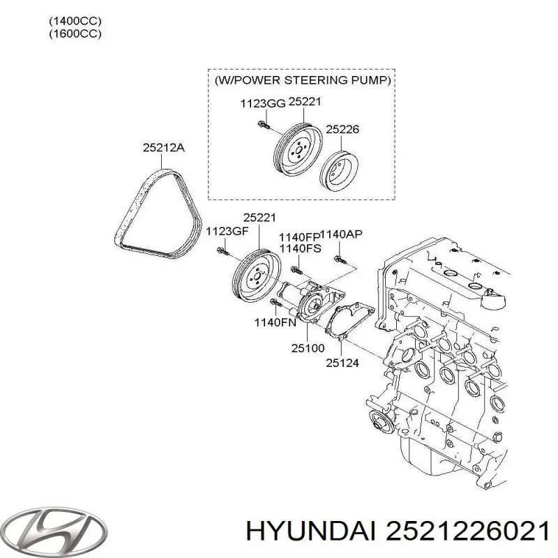 Do koszyka 2521226021 Hyundai/Kia Pas napędowy mechanizmów
