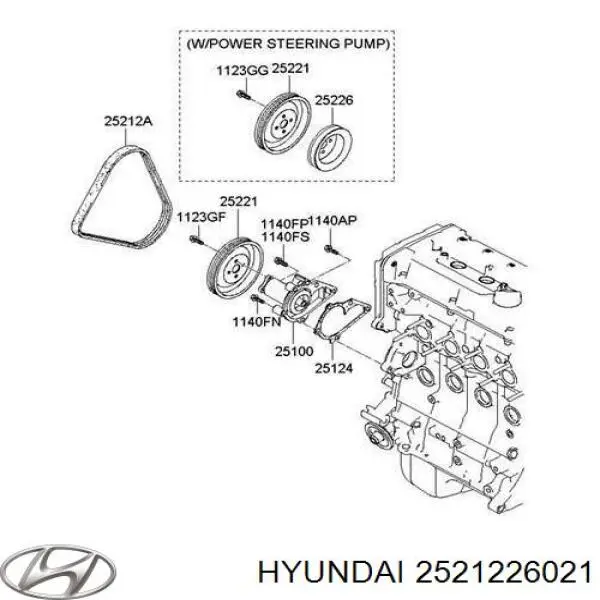 Pas napędowy mechanizmów 2521226021 Hyundai/Kia